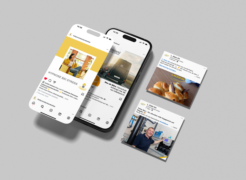 Social Media Designs für Instagram – Content für Hypnose, Fahrschule, Industrie und Lebensmittel von kreativloft GmbH